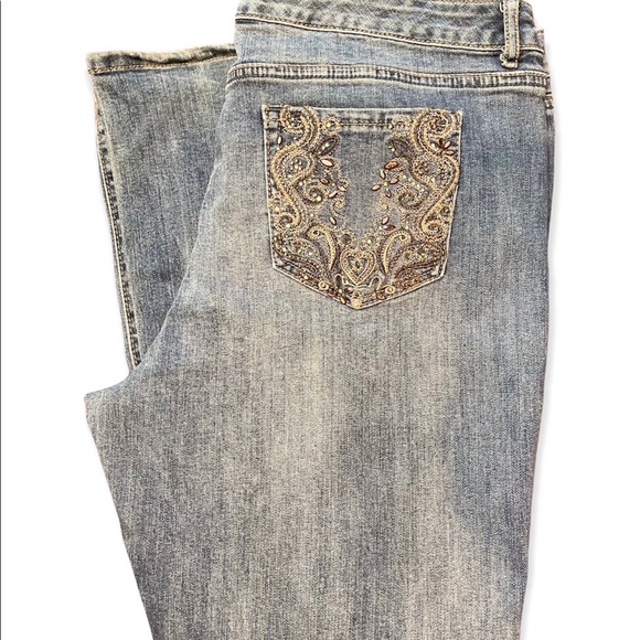 Code Bleu Denim - CODE BLEU Bling Pocket Mmid-Rise Jeans Women’s Size 14 Missy